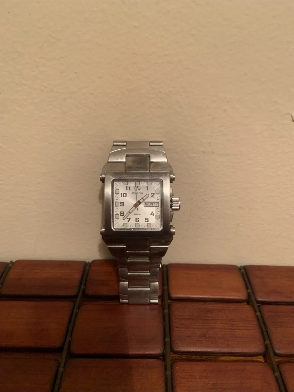 Reactor Rare Stainless Steel Square Men's Watch - Silver & White